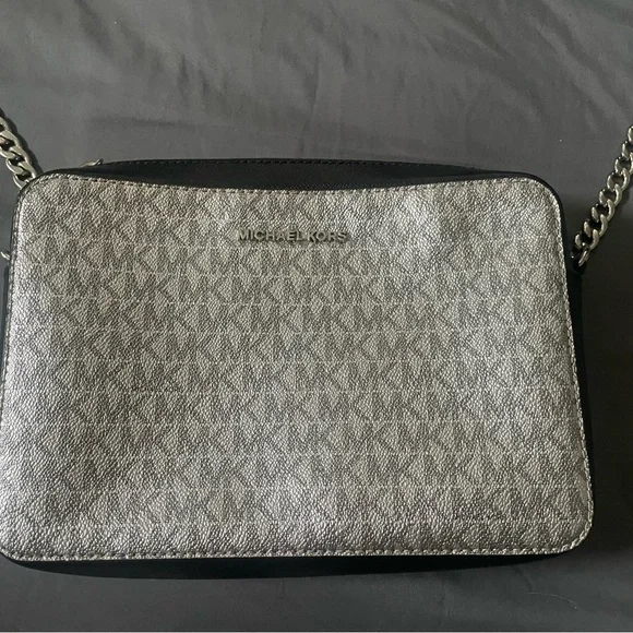 Michael Kors Silver and Black Messenger Bag - Picture 1 of 4